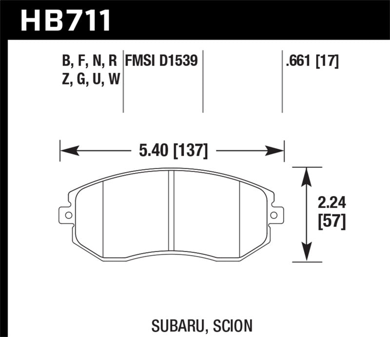 Hawk HPS Brake Pads - FRONT - 2011-2014 WRX, 2013-2023 BRZ, 2013 Legacy 2.5i, 2013 Crosstrek
