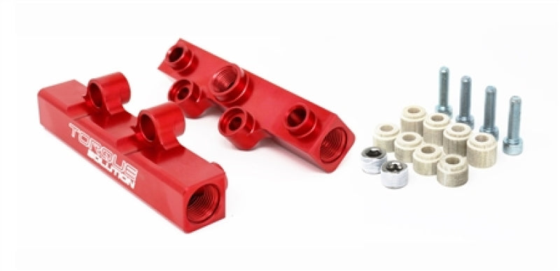 Torque Solution V2 Top Feed Fuel Rails - Red - 2002-2014 WRX, 2007-2020 STI