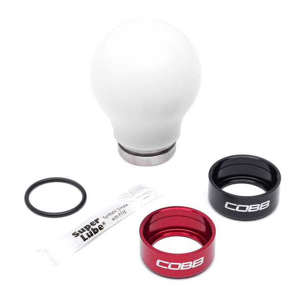 Cobb Weighted COBB Shift Knob - White (Incl. Both Red + Blk Collars) - 6 speed models