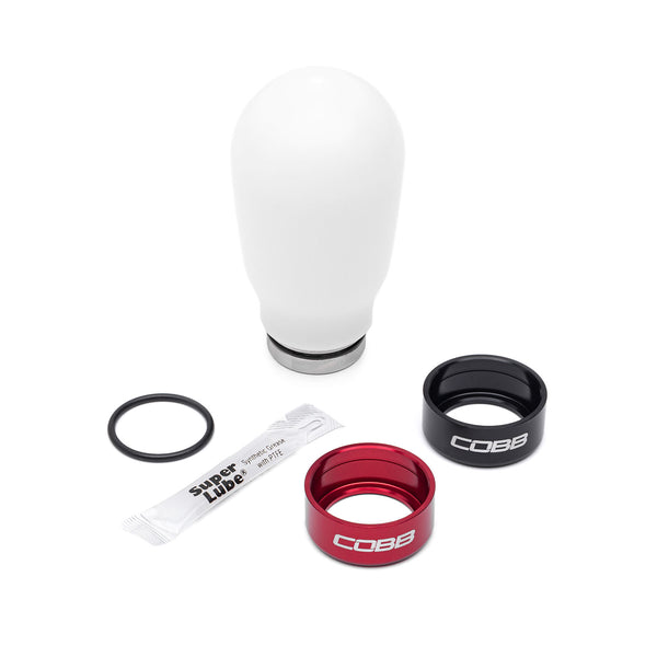 Cobb Tall Weighted COBB Shift Knob - White (Incl. Both Red + Blk Collars) - 6 speed models