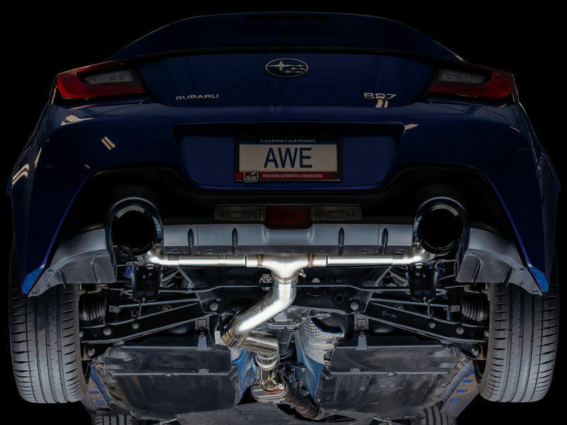 AWE Tuning Track Exhaust System - DIAMOND BLACK TIPS - 2013-2021 BRZ, 2022+ BRZ