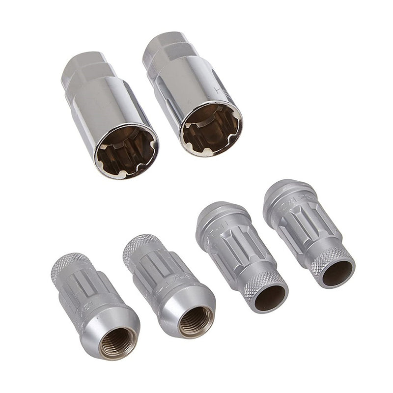 Wheel Mate 12x1.25 48mm Muteki SR48 Silver Open End Locking Lug Nut - Set of 4