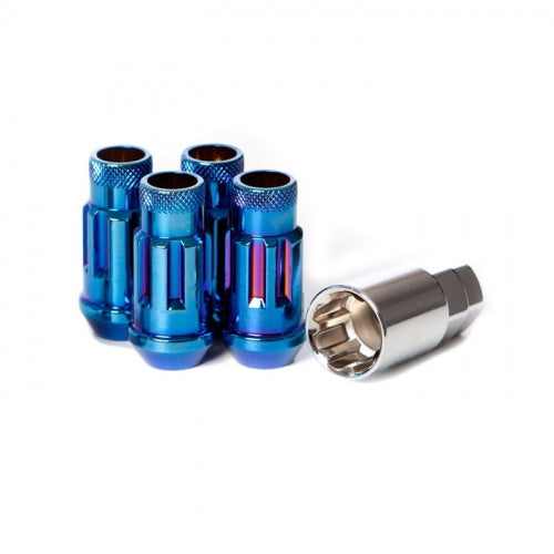 Wheel Mate Muteki SR48 Open End Locking Lug Nut Set of 4 - Burning Blue Neon 12x1.25 48mm
