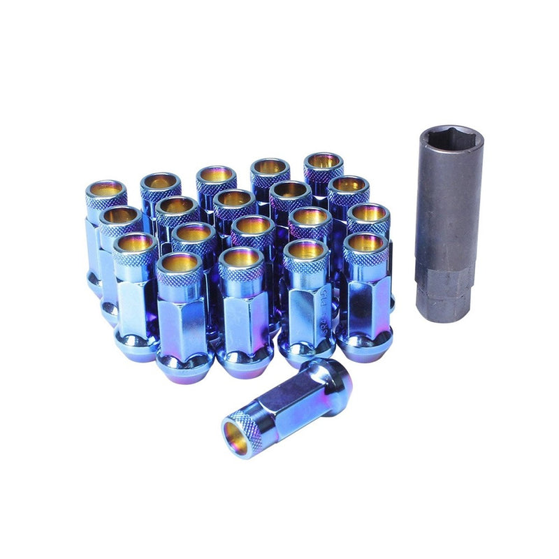 Wheel Mate Muteki SR48 Open End Lug Nuts - Burning Blue Neon 12x1.25 48mm