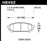 Hawk Performance HP+ Brake Pad Sets - Rear - 04-08 Forester, 04-05 WRX