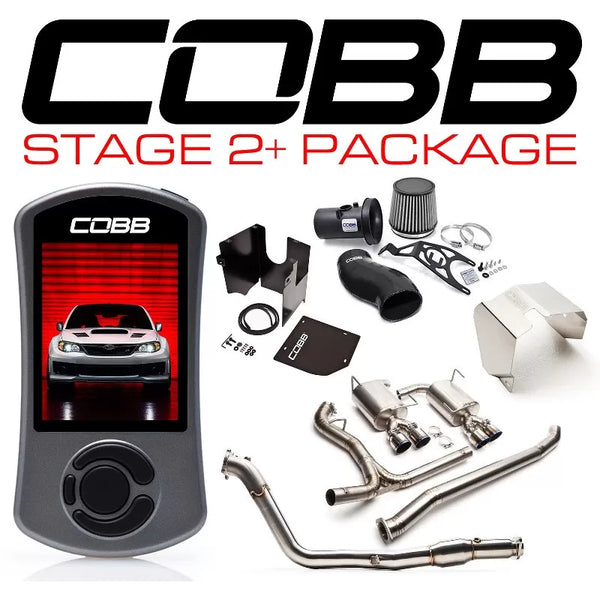 COBB Tuning Stage 2+ Power Package w/ Titanium Cat-Back - Black Intake - 2011-2014 STi Sedan
