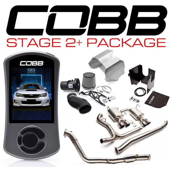 COBB Tuning Stage 2+ Power Package w/ Titanium Cat-Back - Blue Intake - 2011-2014 WRX Sedan