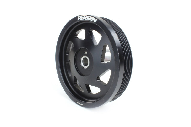 Perrin Lightweight Crank Pulley - Black - 2022+ WRX, 2022+ BRZ, 2018-2024 Crosstrek, 2019-2024 Ascent, 2019-2026 Forester, 2020-2025 Outback, 2020-2025 Legacy, 2017-2026 IMPREZA