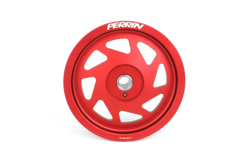 Perrin Crank Pulley - RED - 2022 WRX, 2022 BRZ, 2018-2022 Crosstrek, 2019-2022 Ascent, 2019-2022 Forester, 2020-2022 Outback, 2020-2022 Legacy