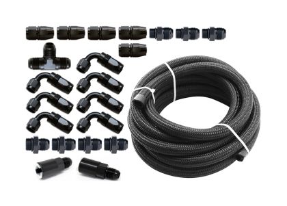 Torque Solution Braided Fuel Line & Fitting Kit For Top Feed Fuel Rails & -6 Aeromotive FPR
