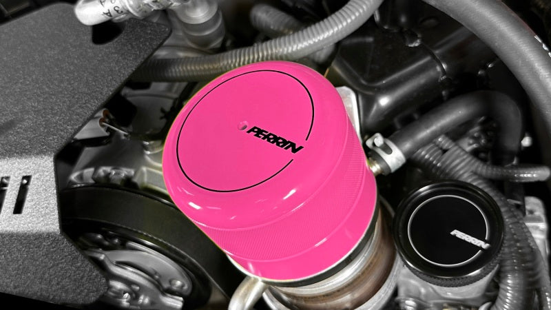 Perrin Oil Filter Cover - PINK - 2015-2023 WRX, 2013-2023 BRZ