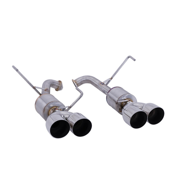 Nameless Performance Quad Exit 5" Mufflers, Polished 4" Staggered Single Wall Slash Cut Tips - 2022+ WRX