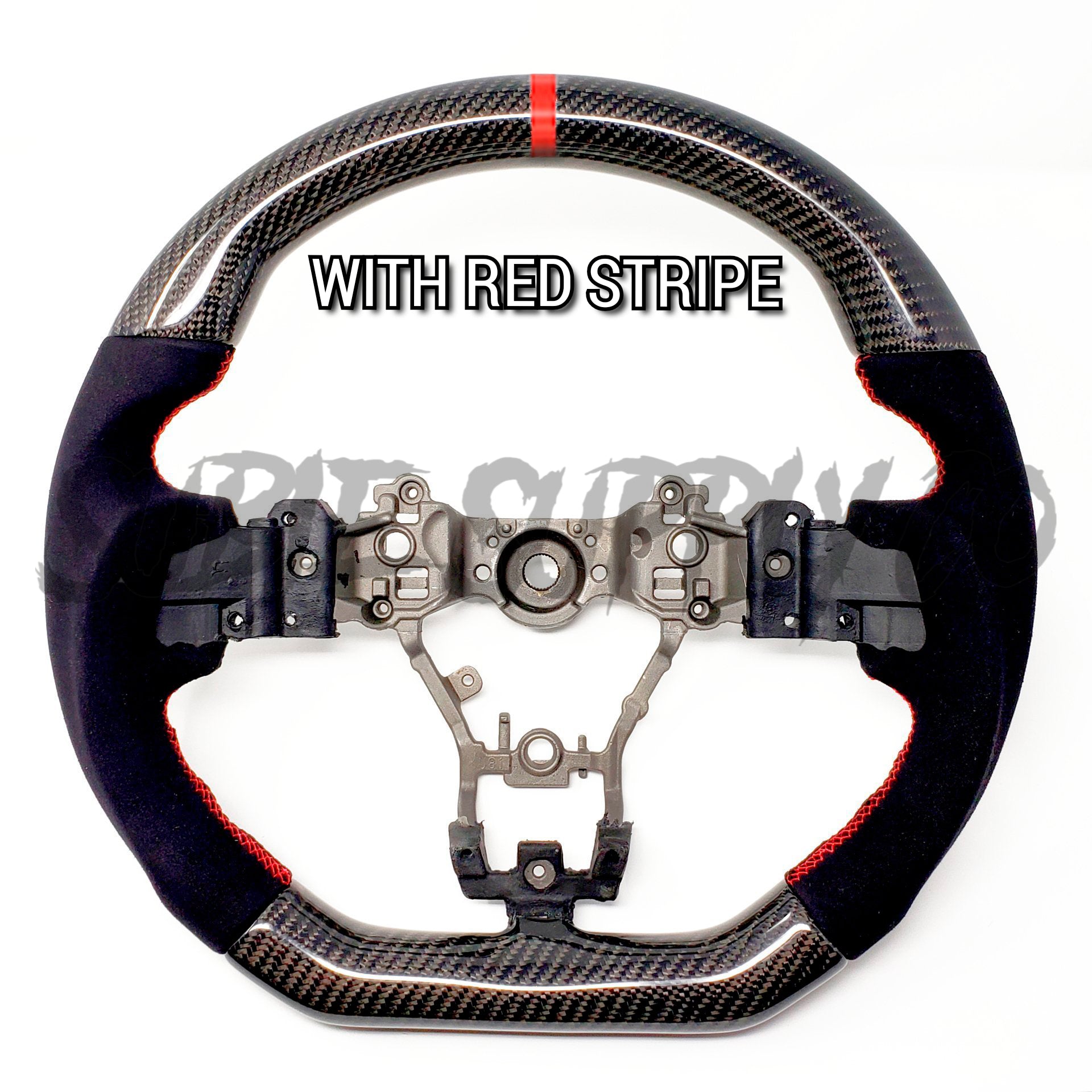 SSC BLACK ALCANTARA/CARBON FIBER STEERING WHEEL WITH RED STITCHING  - 2015-2021 WRX/STI