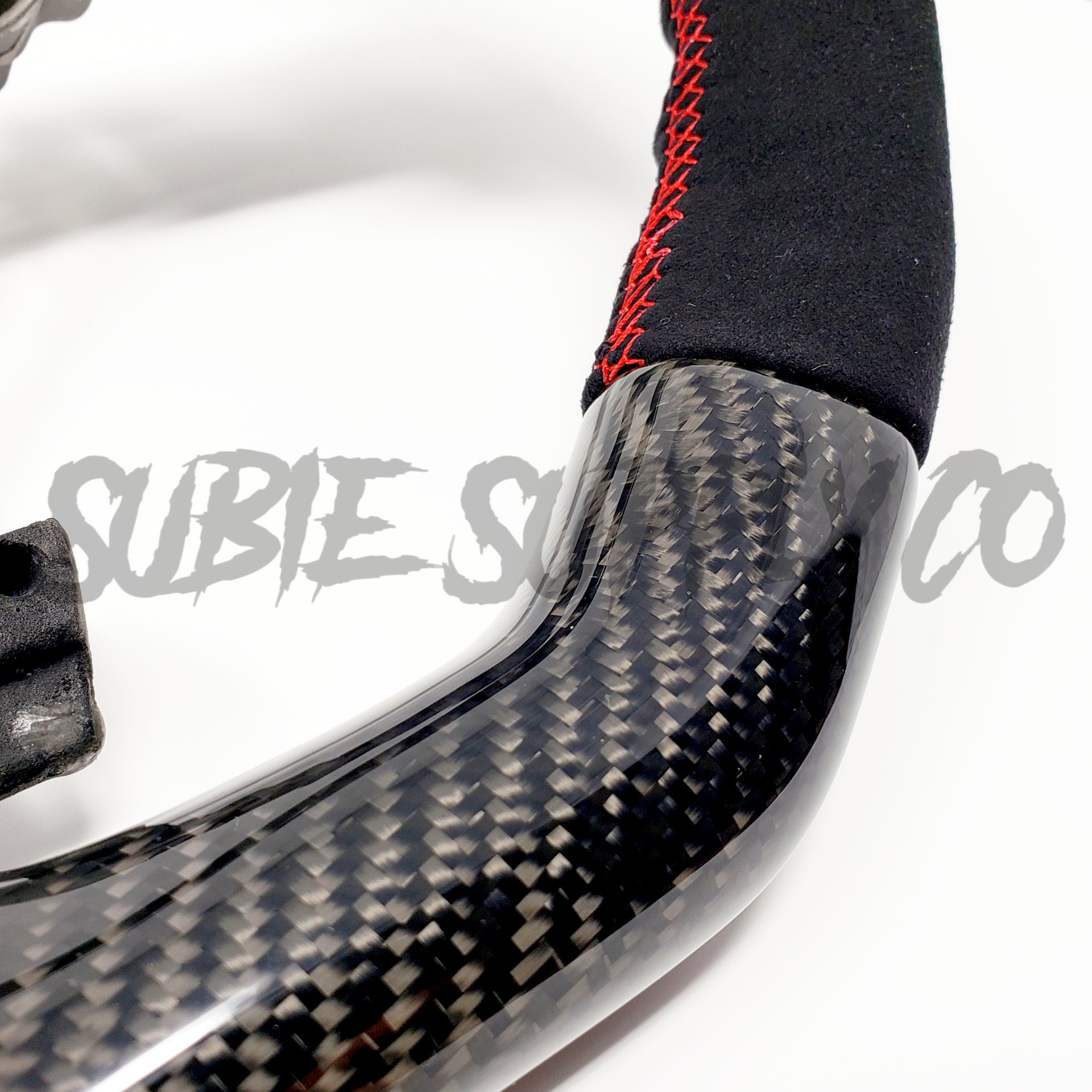 SSC BLACK ALCANTARA/CARBON FIBER STEERING WHEEL WITH RED STITCHING  - 2015-2021 WRX/STI