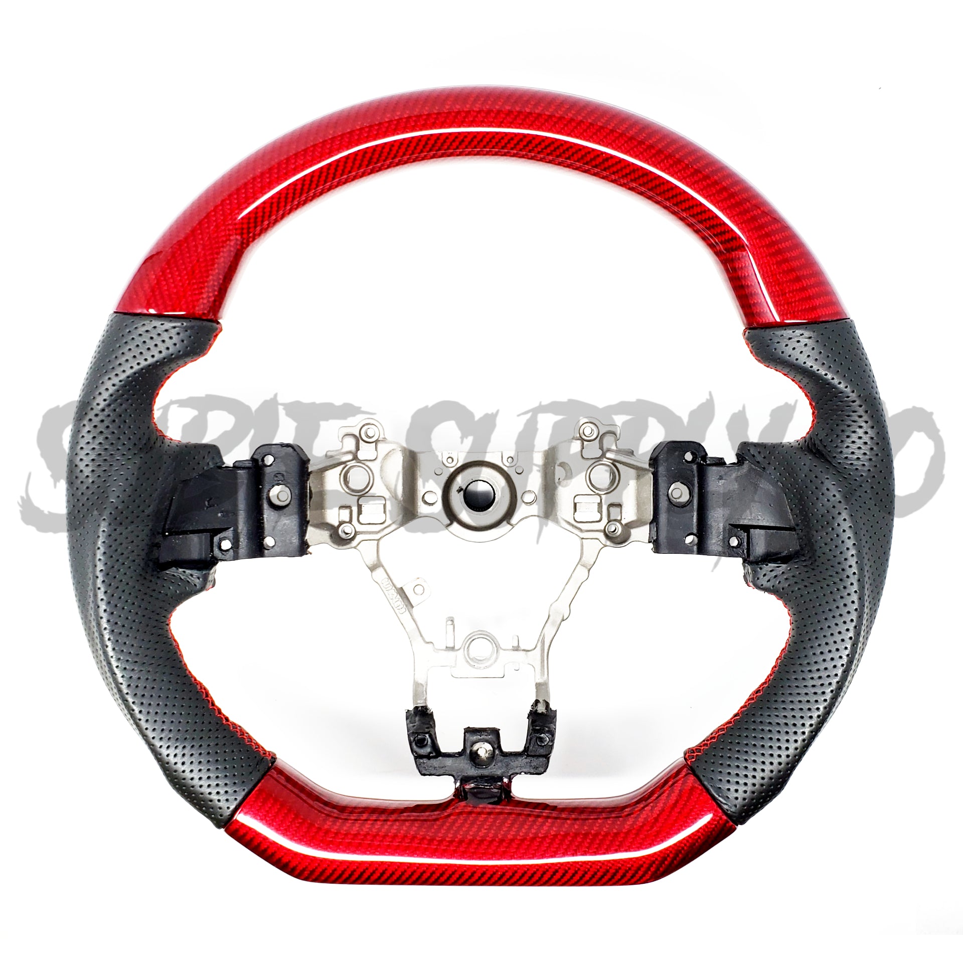 SSC BLACK LEATHER/RED CARBON FIBER STEERING WHEEL WITH RED STITCHING  - 2015-2021 WRX/STI