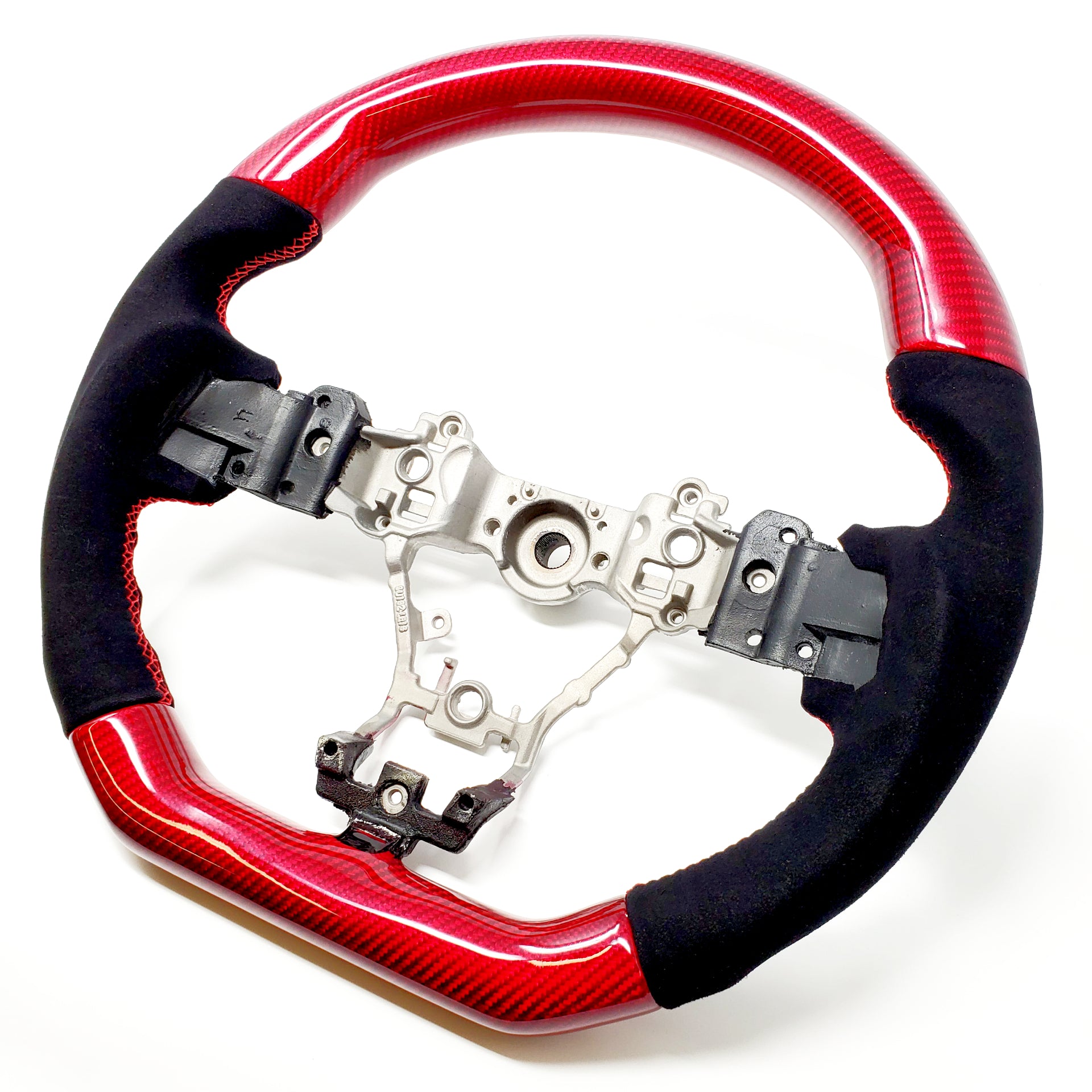 SSC BLACK ALCANTARA/RED CARBON FIBER STEERING WHEEL WITH RED STITCHING  - 2015-2021 WRX/STI