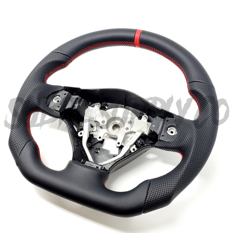 SSC V2 FULL BLACK LEATHER STEERING WHEEL WITH RED STITCHING - 08-14 IMPREZA WRX/STI, 08-09 LEGACY/OUTBACK, 09-13 FORESTER