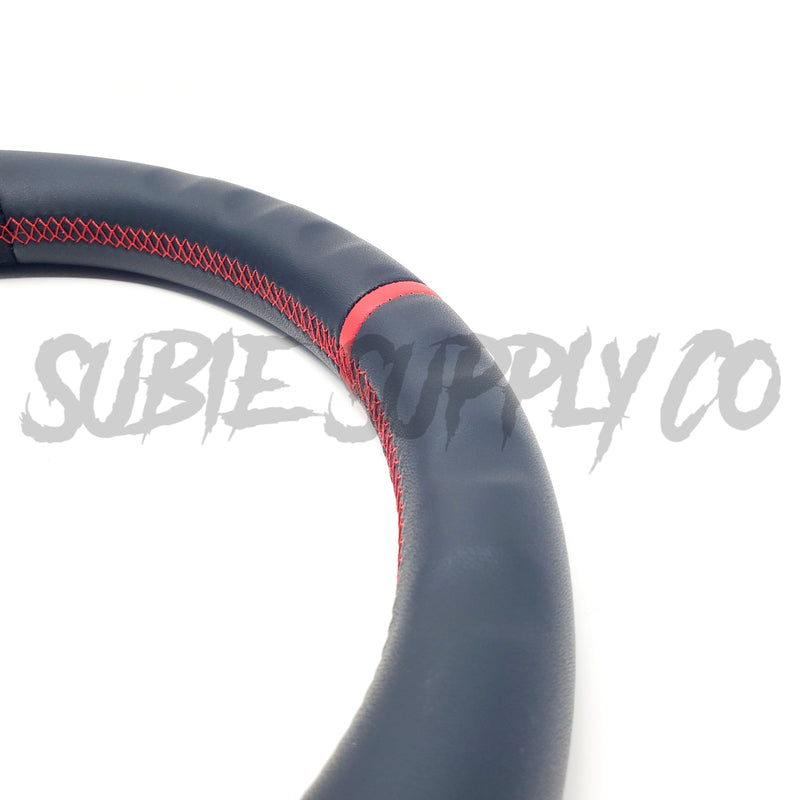 SSC V2 BLACK LEATHER/ALCANTARA STEERING WHEEL WITH RED STITCHING - 08-14 IMPREZA WRX/STI, 08-09 LEGACY/OUTBACK, 09-13 FORESTER