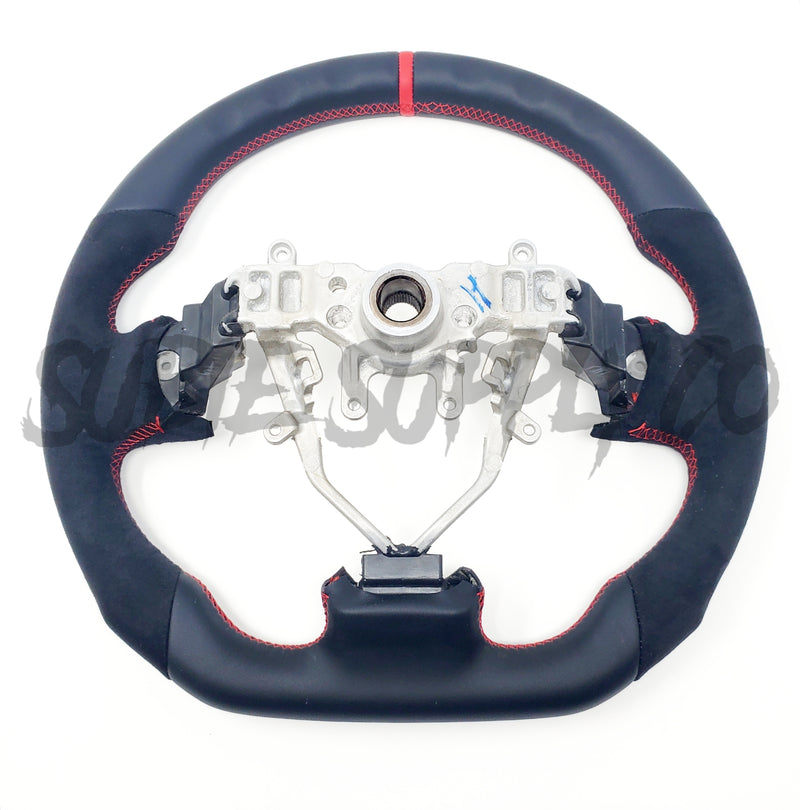 SSC V2 BLACK LEATHER/ALCANTARA STEERING WHEEL WITH RED STITCHING - 08-14 IMPREZA WRX/STI, 08-09 LEGACY/OUTBACK, 09-13 FORESTER