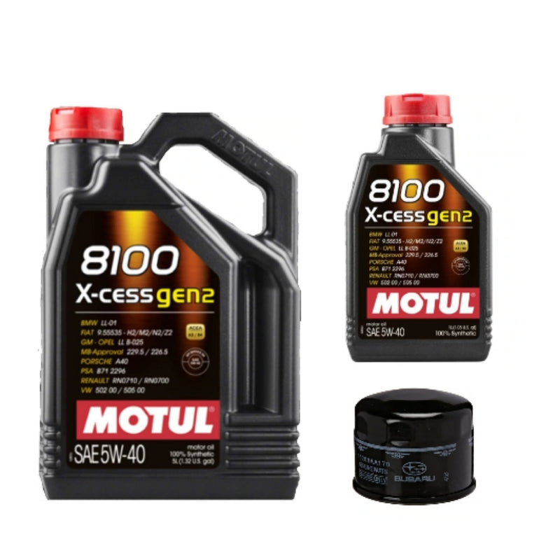 Motul 8100 5w40 X-CESS Gen2 Oil Change Kit  - 15-21 WRX,  14-18 FORESTER XT