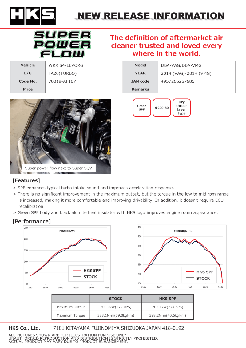 HKS Super Power Flow Intake System - 2015-2021 WRX