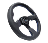 NRG Reinforced Steering Wheel (320mm) Black Leather w/Blue Stitching