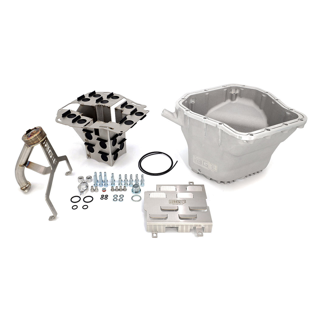 IAG EJ Competition Series Oil Pan Package (Silver Pan / Pickup / Comp Baffle / Windage Tray) - 2002-2014 WRX, 2004-2021 STI, 2005-2009 Legacy GT, 2004-2013 Forester XT