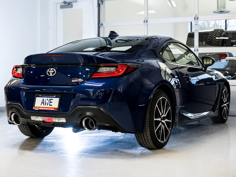 AWE Tuning Track Exhaust System - Chrome silver tips - 2013-2021 BRZ, 2022+ BRZ