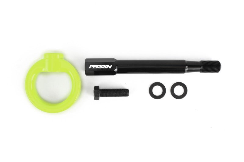 Perrin Front Tow Hook Kit - Front - Neon Yellow - 13-21 Forester, 18-21 Crosstrek, 17-23 Impreza,  2022+ WRX, 2022+ BRZ