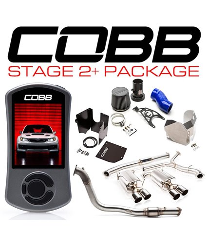 COBB Tuning Stage 2+ Power Package w/ Titanium Cat-Back - Blue Intake - 2011-2014 STi Sedan