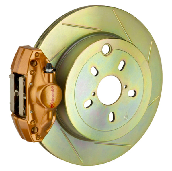 Brembo OE Gold Calipers Slotted Rotor Rear Brake Kit - 15-21 WRX