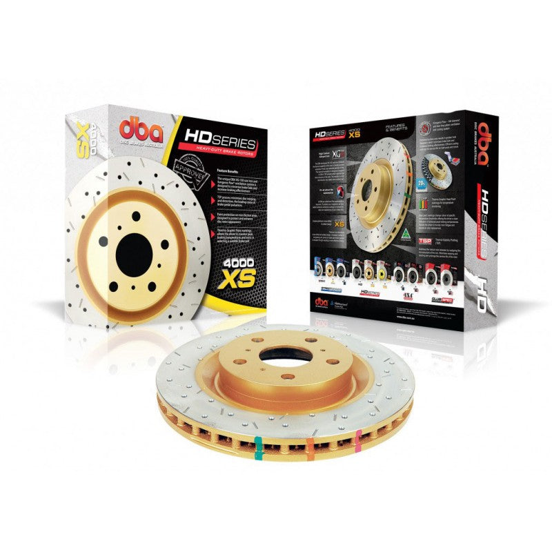 DBA 4000 Series Drilled + Slotted Front Rotor - 2002-2014 WRX, 2004-2013 FXT, 2013-2021 BRZ