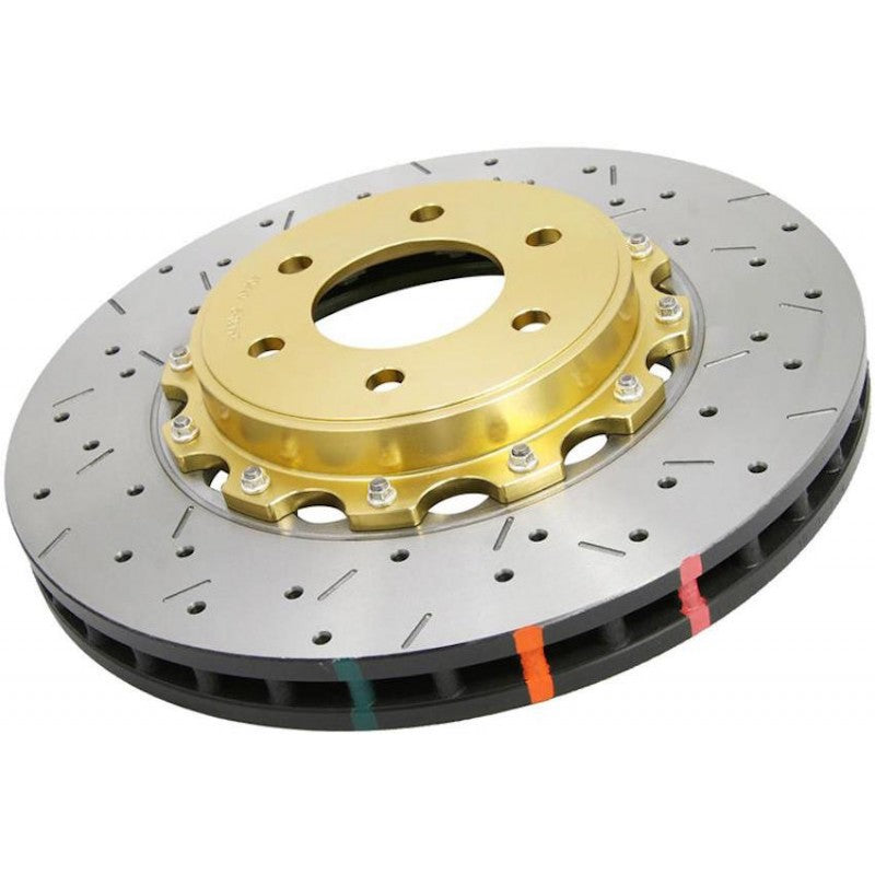 DBA 5000 Series Drilled + Slotted 2 Piece Front Rotor w/ Gold Hat - 04-17 STI