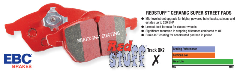 EBC Brakes Redstuff Ceramic Front Brake Pads - WRX 2015-2021 w/ Steel Calipers, Legacy 2005+, Outback 2010+