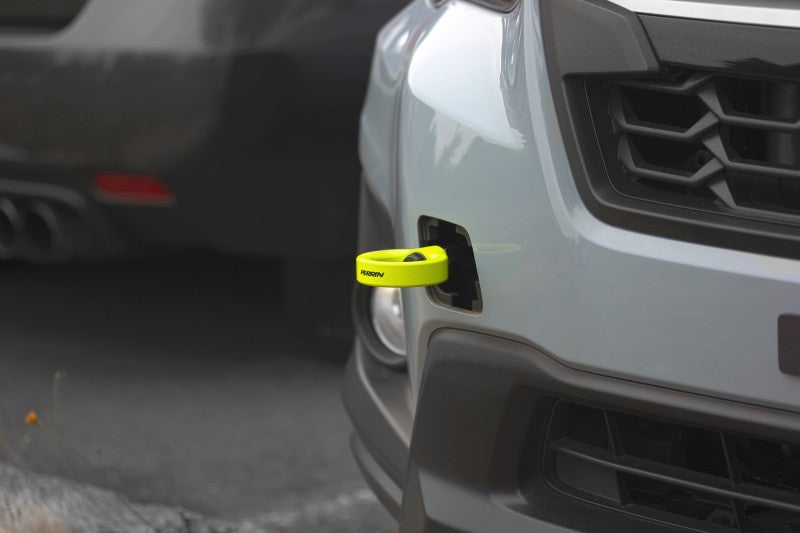 Perrin Front Tow Hook Kit - Front - Neon Yellow - 13-21 Forester, 18-21 Crosstrek, 17-23 Impreza,  2022+ WRX, 2022+ BRZ