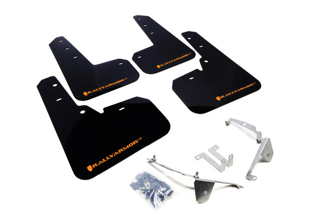 RALLY ARMOR ''UR'' MUD FLAPS - BLACK WITH ORANGE LETTERING - 13-17 XV CROSSTREK