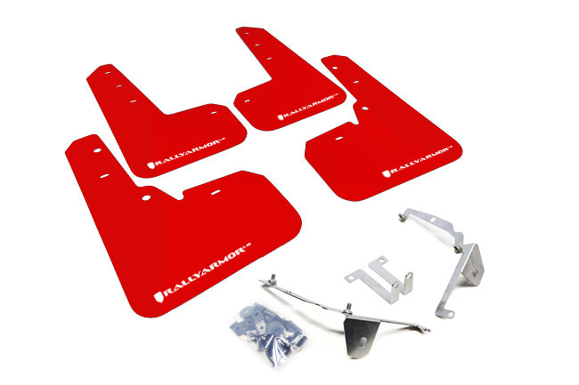 RALLY ARMOR ''UR'' MUD FLAPS - RED WITH WHITE LETTERING - 13-17 XV CROSSTREK