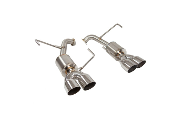 Nameless Performance Quad Exit Axle Back Exhaust - 3.5 inch single wall Polished tips - 5 inch mufflers - 15-21 WRX, 15-18 STI