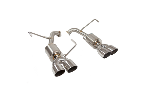 Nameless Performance Quad Exit 5" Mufflers, Polished 3.5" Staggered Single Wall Slash Cut Tips - 2022+ WRX