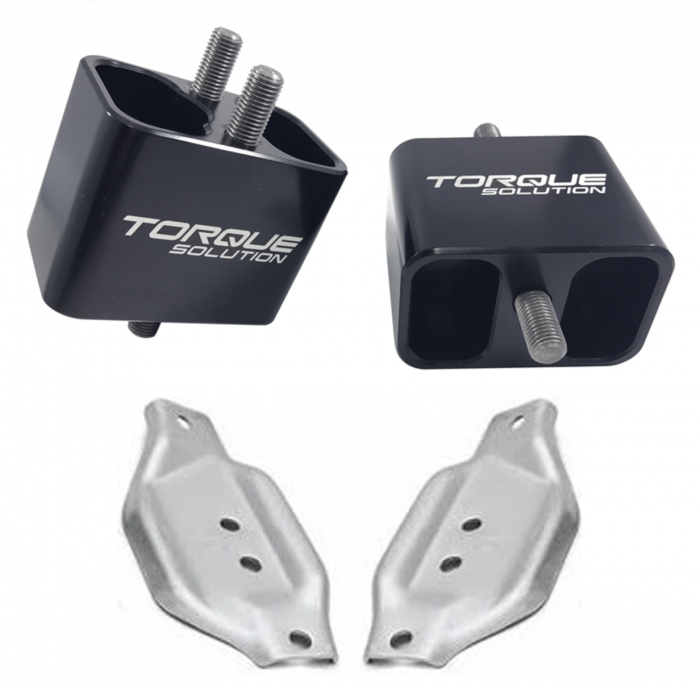 Torque Solution Solid Billet Engine Mounts w/ Subaru OEM Mount Plates - 2002-2014 WRX, 2004-2021 STI