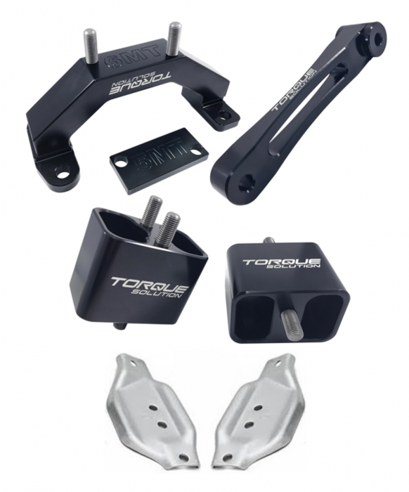 Torque Solution Solid Billet Mount Package with pitch stop w/ Subaru OEM Mount Plates - 2002-2014 WRX, 2004-2021 STI