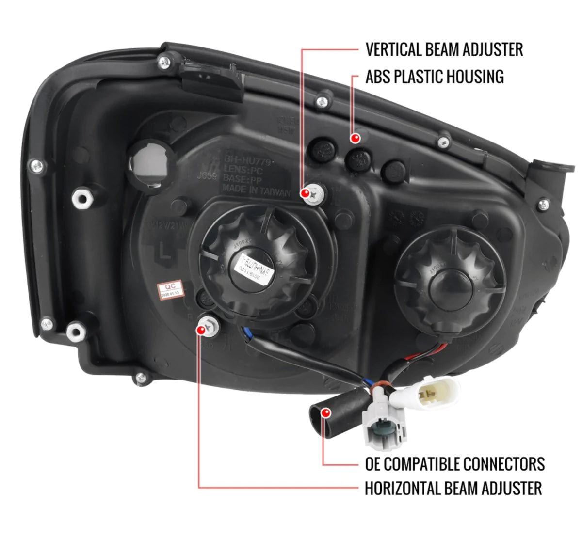 Spec-D LED Bar Style Projector Headlights w/ Gloss Black Base and Clear Lense - 2004-2005 WRX, 2004-2005 STI w/ OEM Halogen Lights