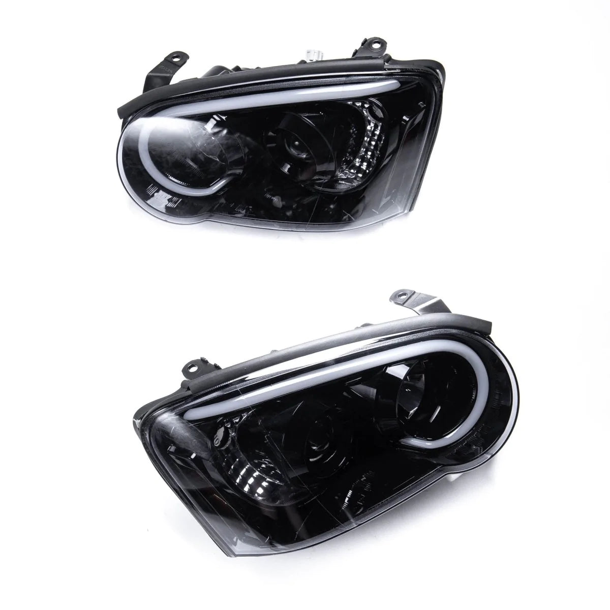 Spec-D LED Bar Style Projector Headlights w/ Gloss Black Base and Smoke Lense - 2004-2005 WRX, 2004-2005 STI w/ OEM Halogen Lights