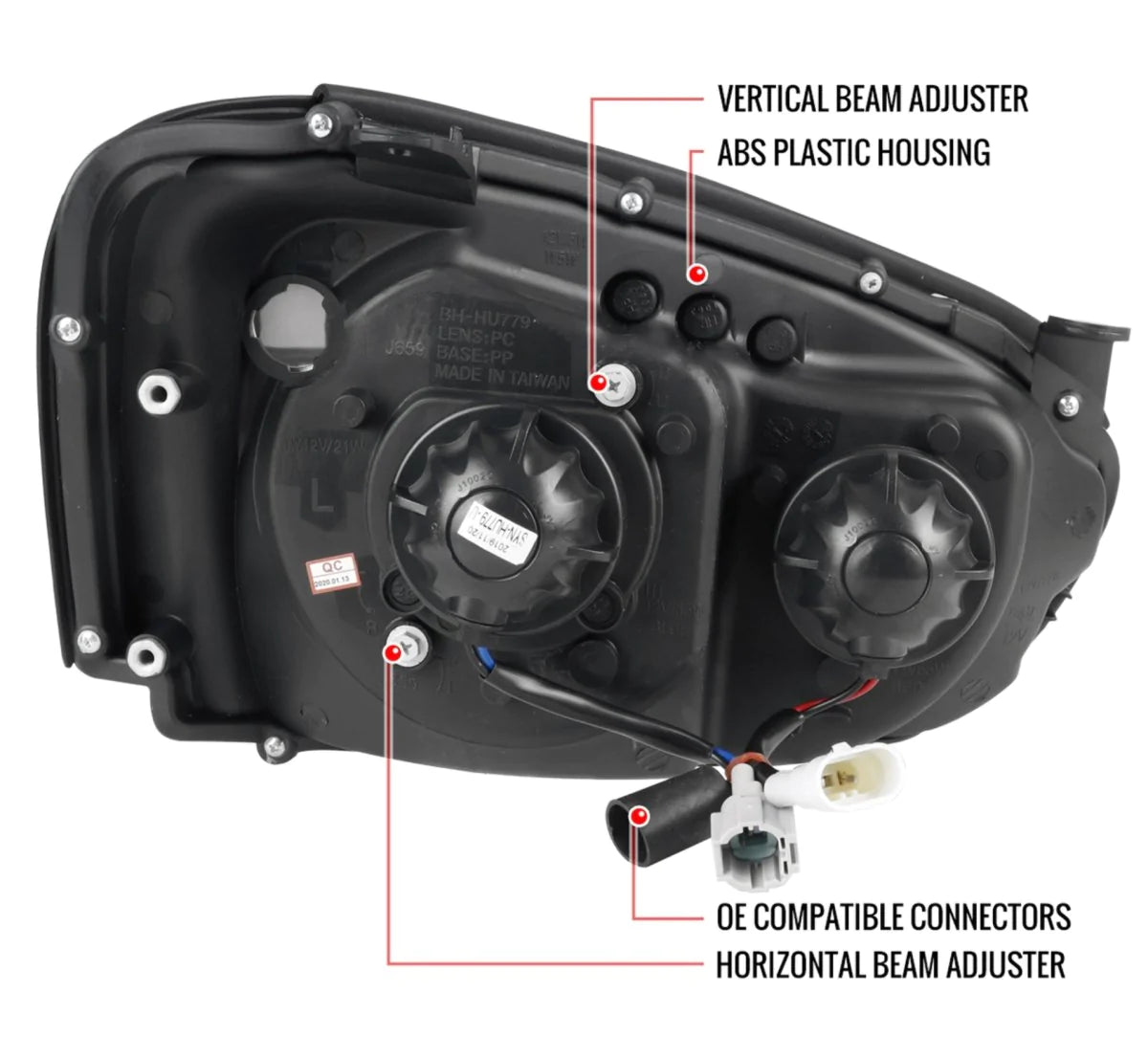 Spec-D LED Bar Style Projector Headlights w/ Gloss Black Base and Smoke Lense - 2004-2005 WRX, 2004-2005 STI w/ OEM Halogen Lights