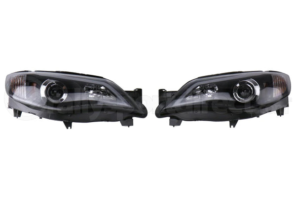 Spec-D Black Housing Projector Headlights With LED Day Time Running Light Strip - WRX/STI 2008-2014