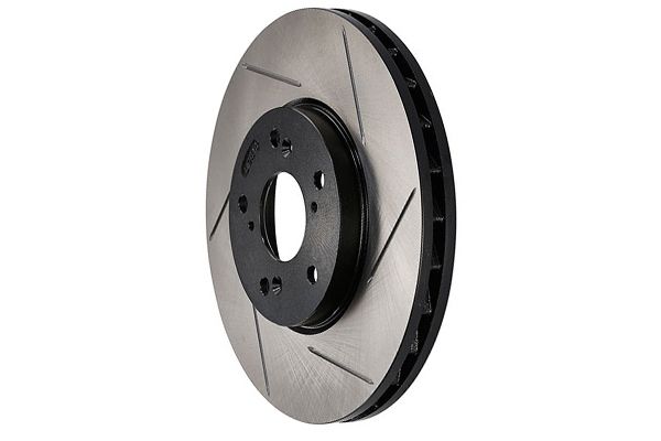 STOPTECH PREMIUM POWER-SLOT SLOTTED FRONT ROTORS - 05-12 LGT, 09-13 LEGACY 3.6R